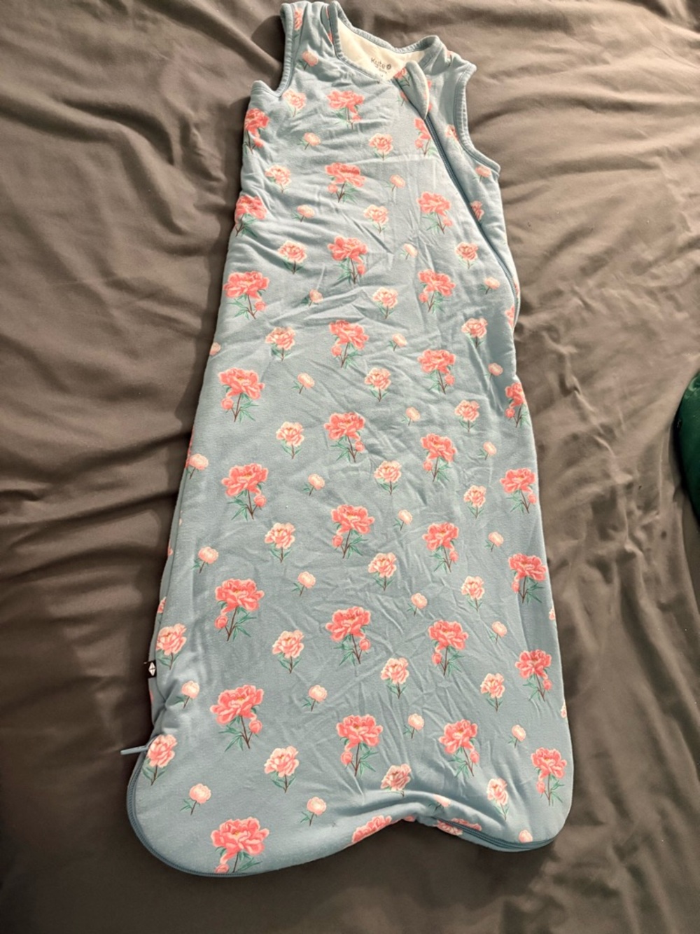 KYTE Baby Floral Sleep Sack - Light Blue with Pink Flowers 1.0 TOG